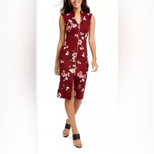 Crave Fame Burgundy Floral Pencil Dress